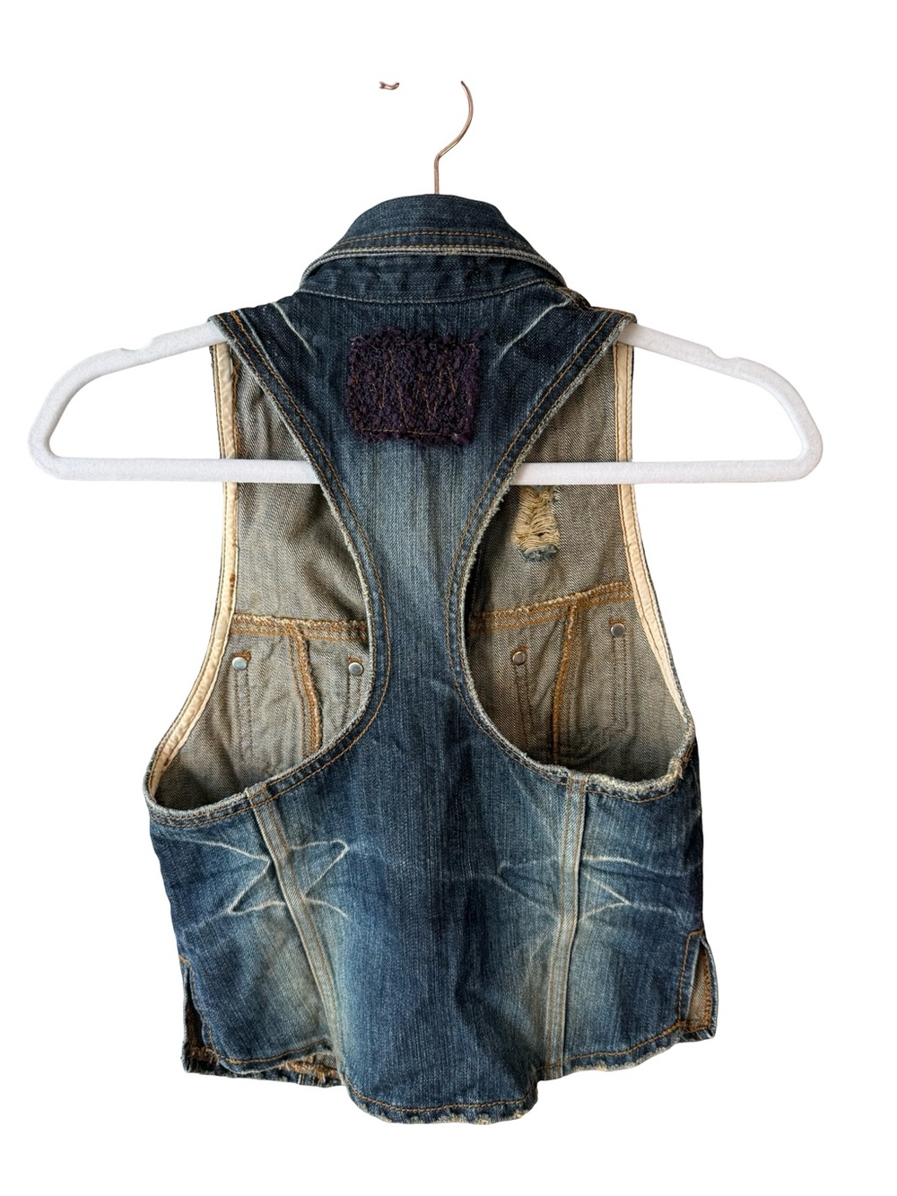 Days of Freedom Distressed Dark Denim Vest Size XS or XXS Y2K Festival Boho - Picture 3 of 13